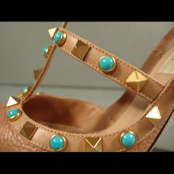 Valentino Leather Rockstud Turquoise Stone Pumps - Picture 8 of 8